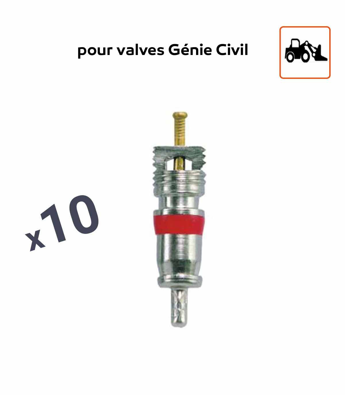Obus pour valves Génie Civil - type court par 10 ex.