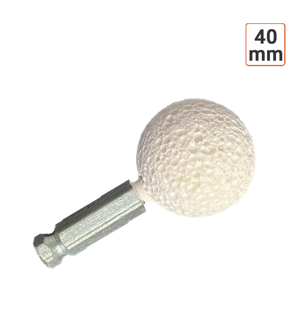 Meule Sphère Coral en oxyde d'aluminum avec tige HEX