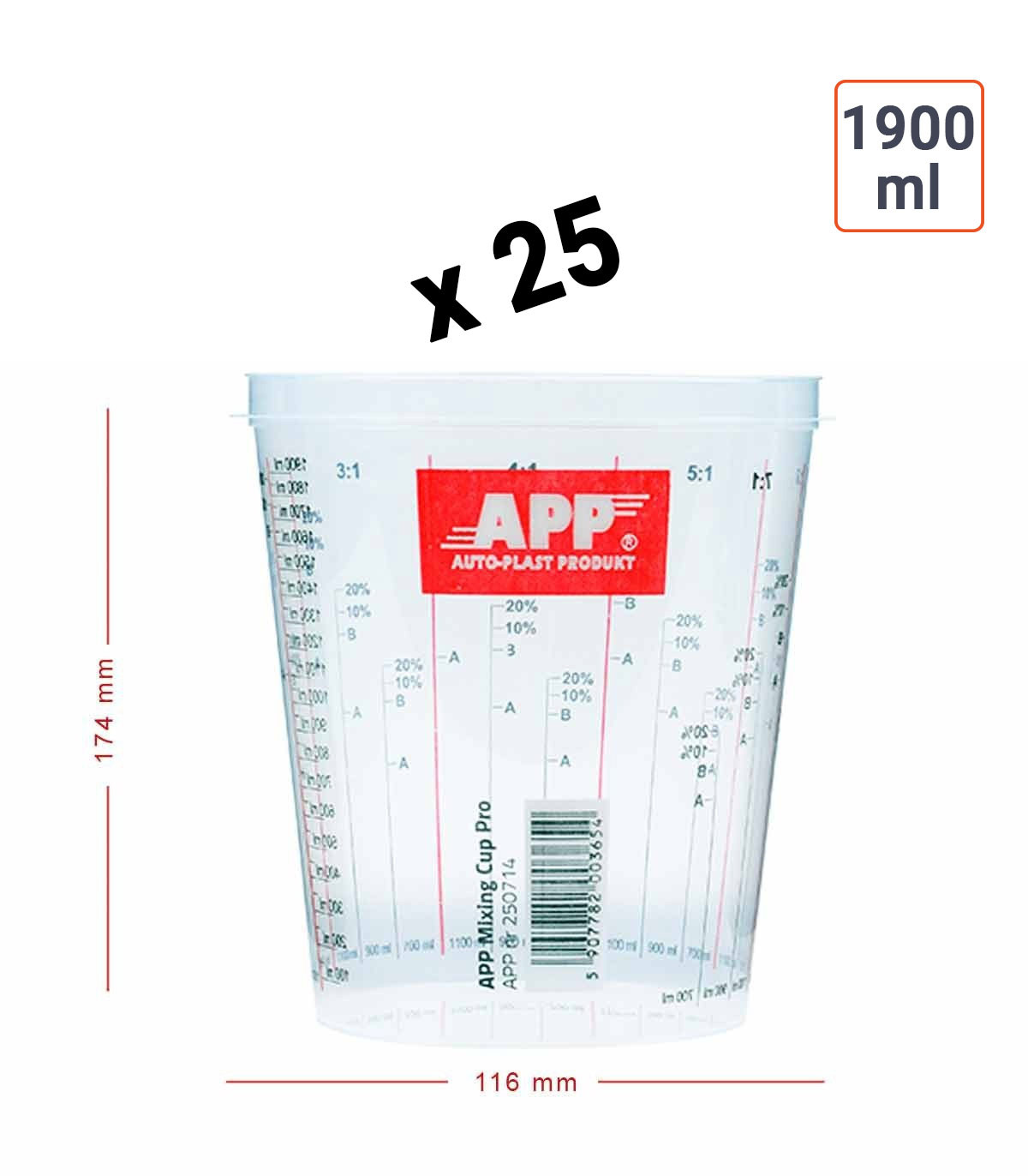 25 Godets de mélange 2300g 1900 ml