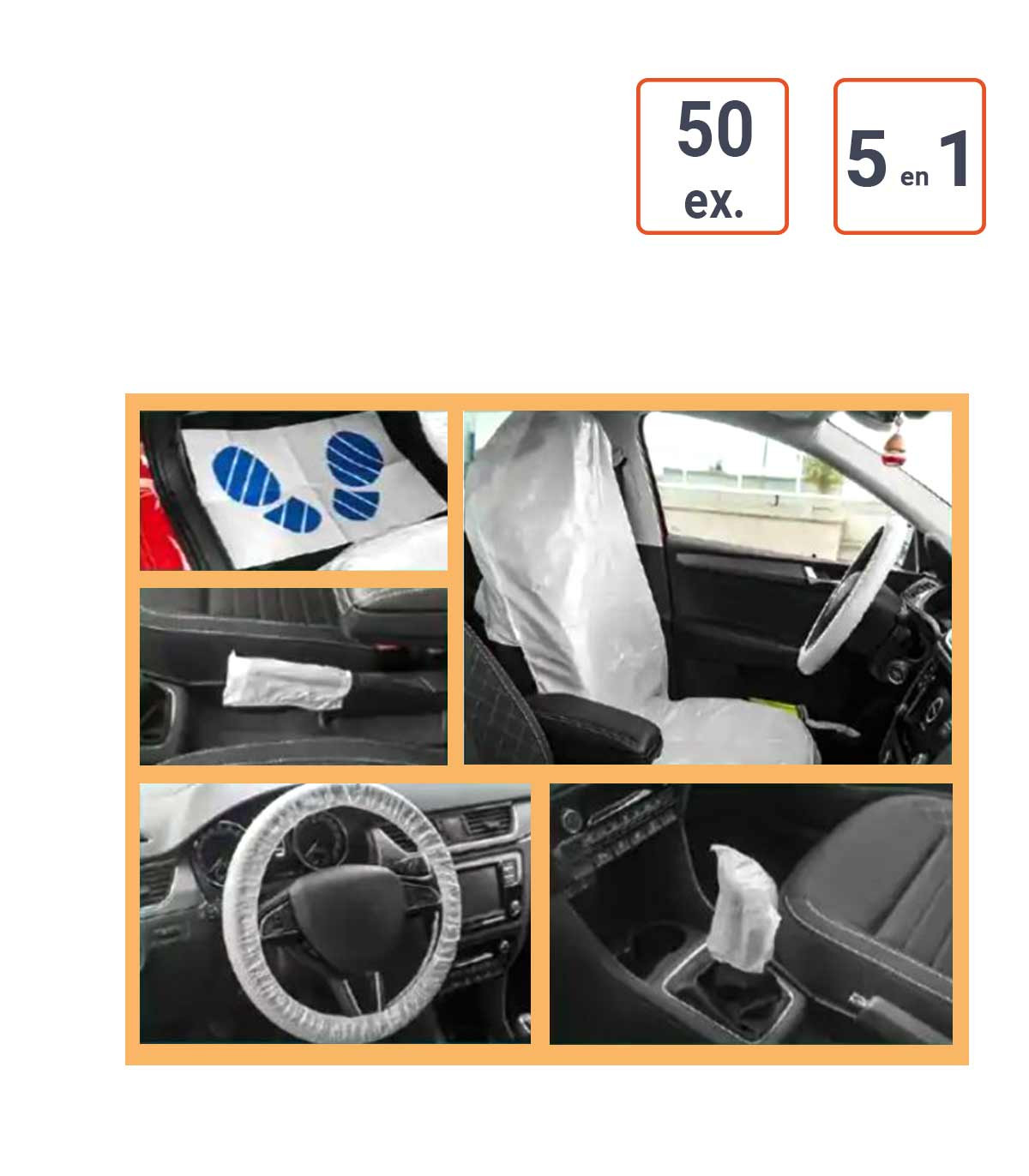 Kit 5 en 1 de protection Voiture - Pack de 50ex.