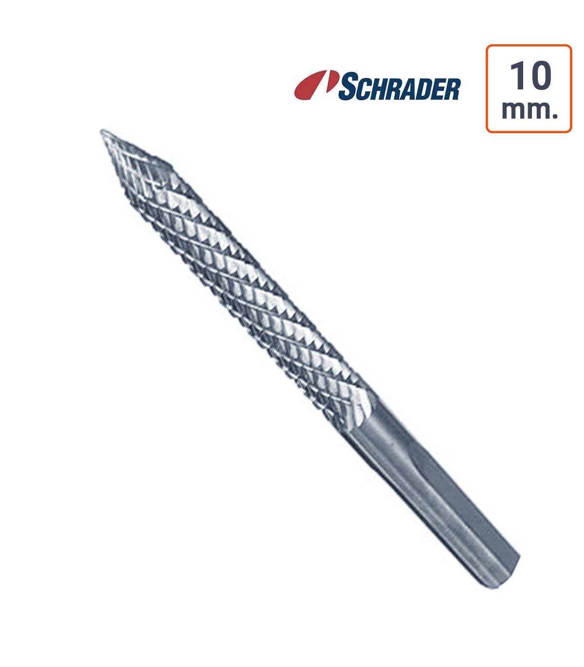 Fraise carbure de tungstène 10 mm Schrader avec étui de protection