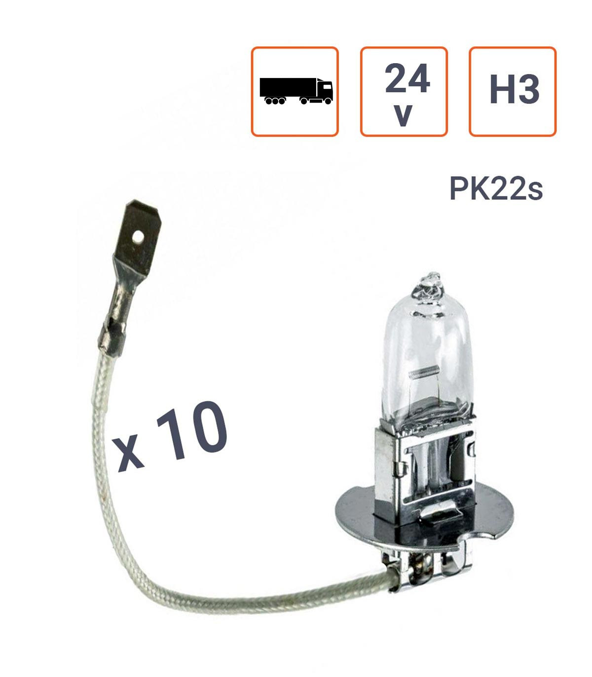 Ampoule H3 24V-70W Culot PK22s - Boite de 10 ex.