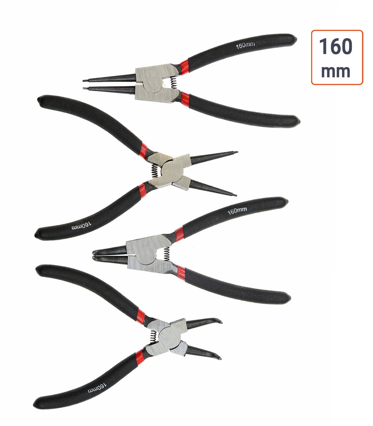 Lot de 4 pinces à circlips 160 mm
