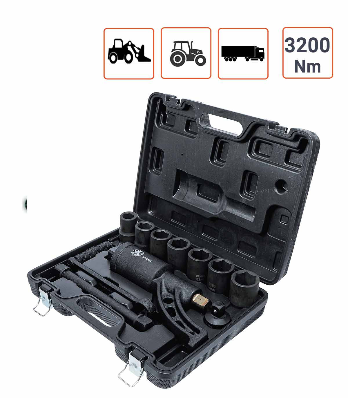 Démultiplicateur de roue 3200 Nm + 7 douilles à chocs