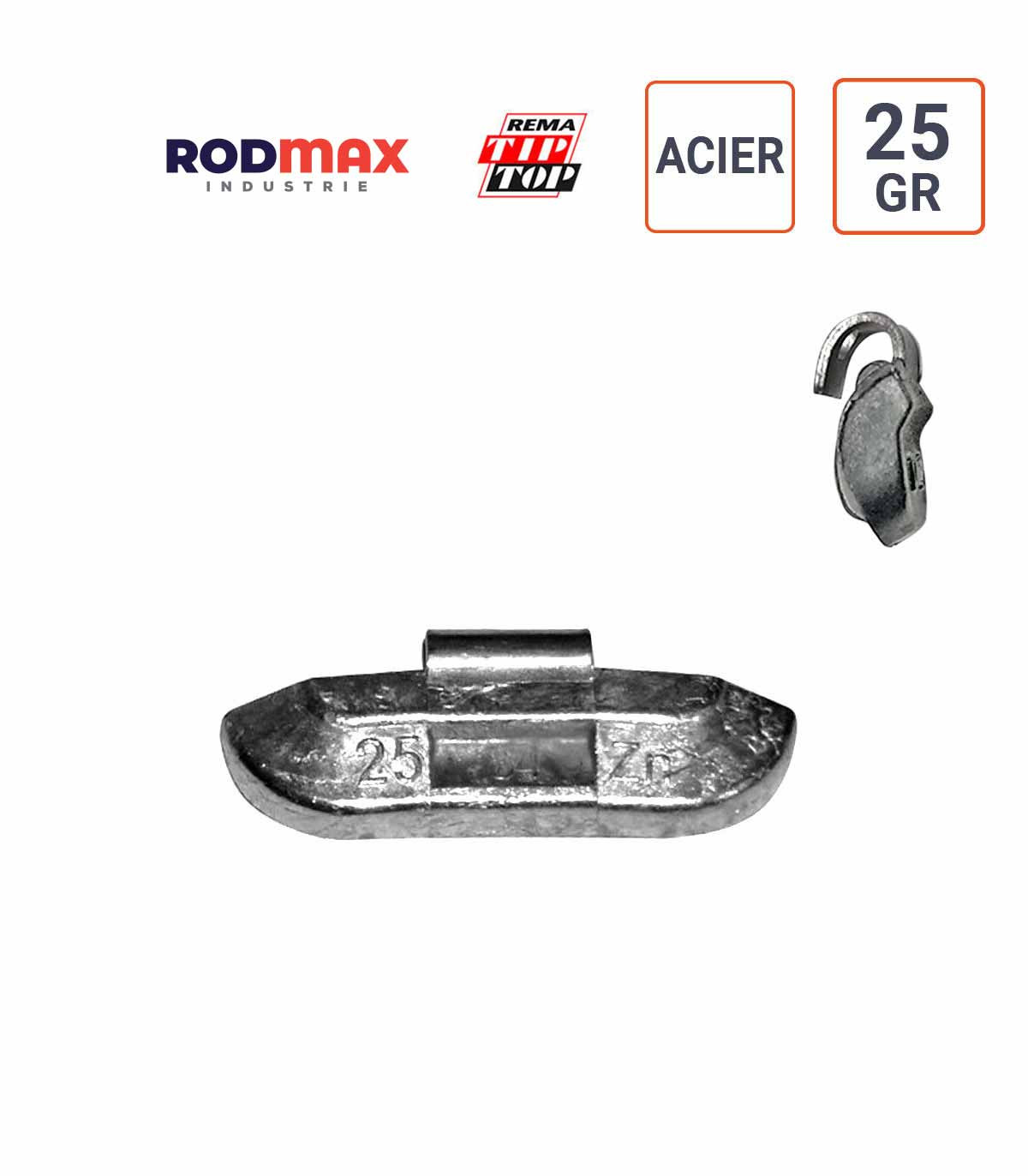 Masses ACIER de 25 gr. boite de 100 ex. RODMAX