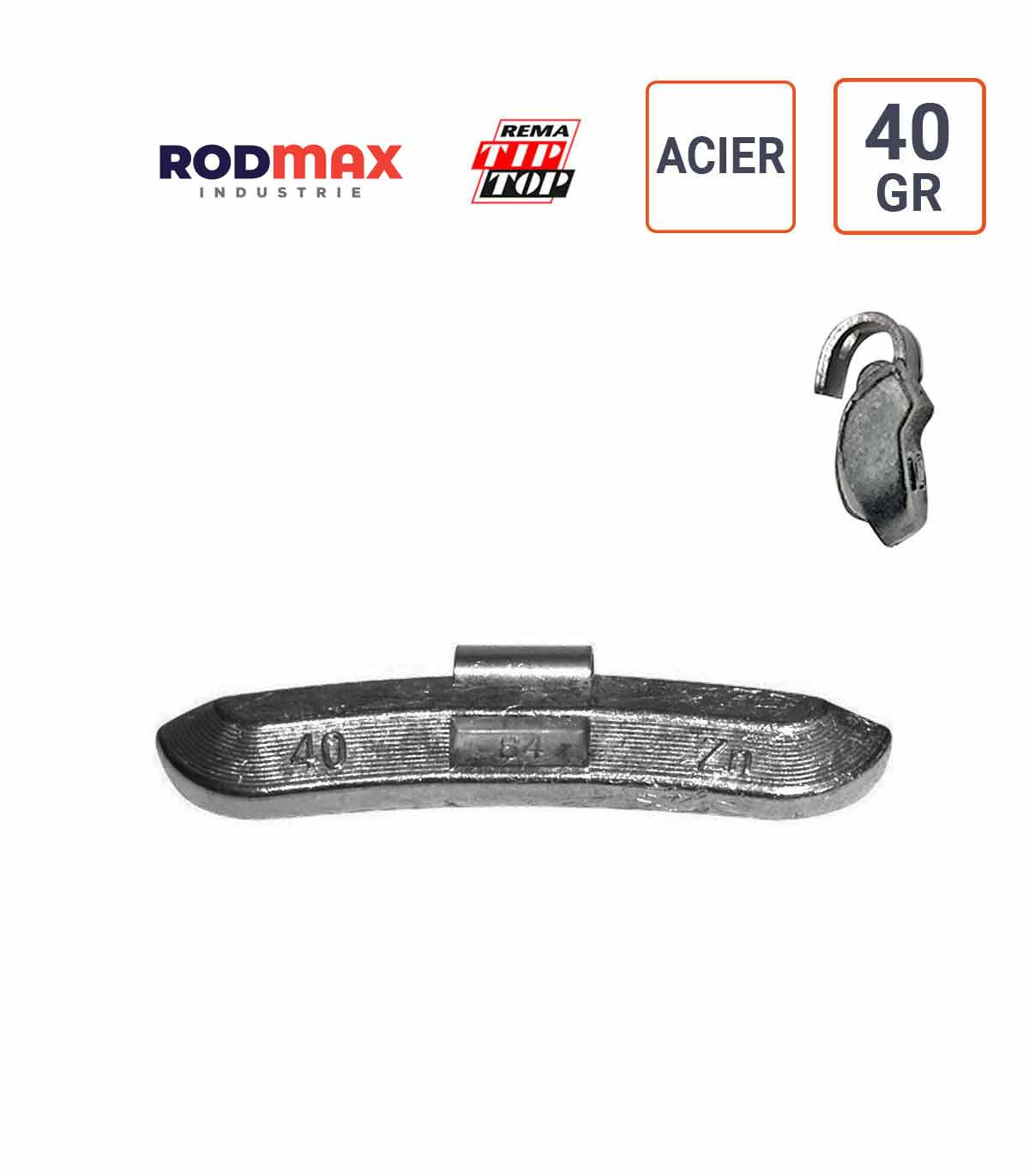 Masses ACIER de 40 gr.  boite de 50 ex. RODMAX