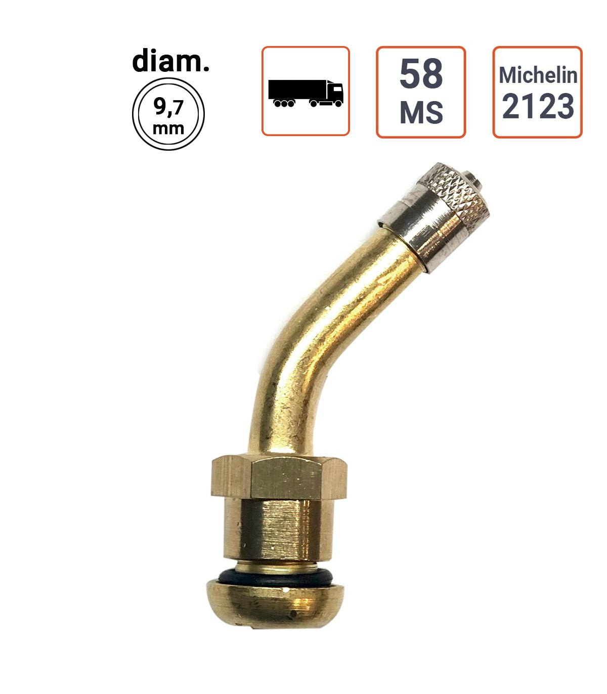 valve Poids Lourds type Michelin 2123 ou 58MS par 10 ex.