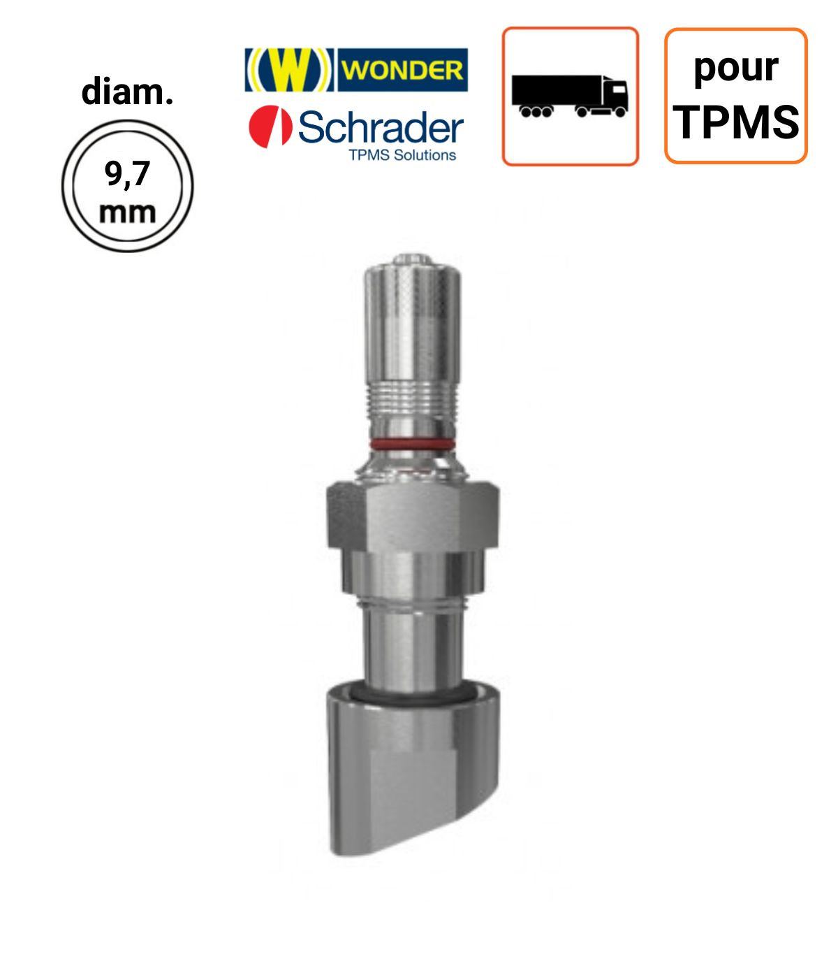 Valve Nickelées Poids-Lourds ALCOA pour TPMS type 40MS