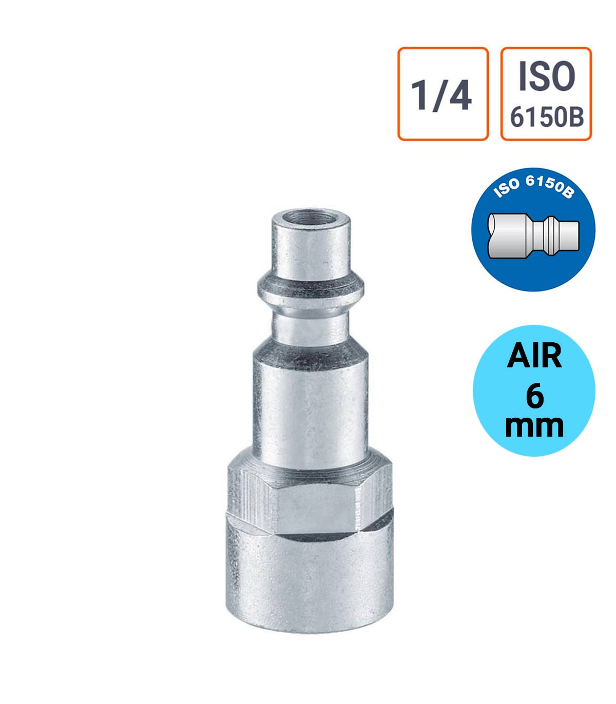 Embout de Gonflage 1/4 FEMELLE passage air 6 mm type ISO 6150B