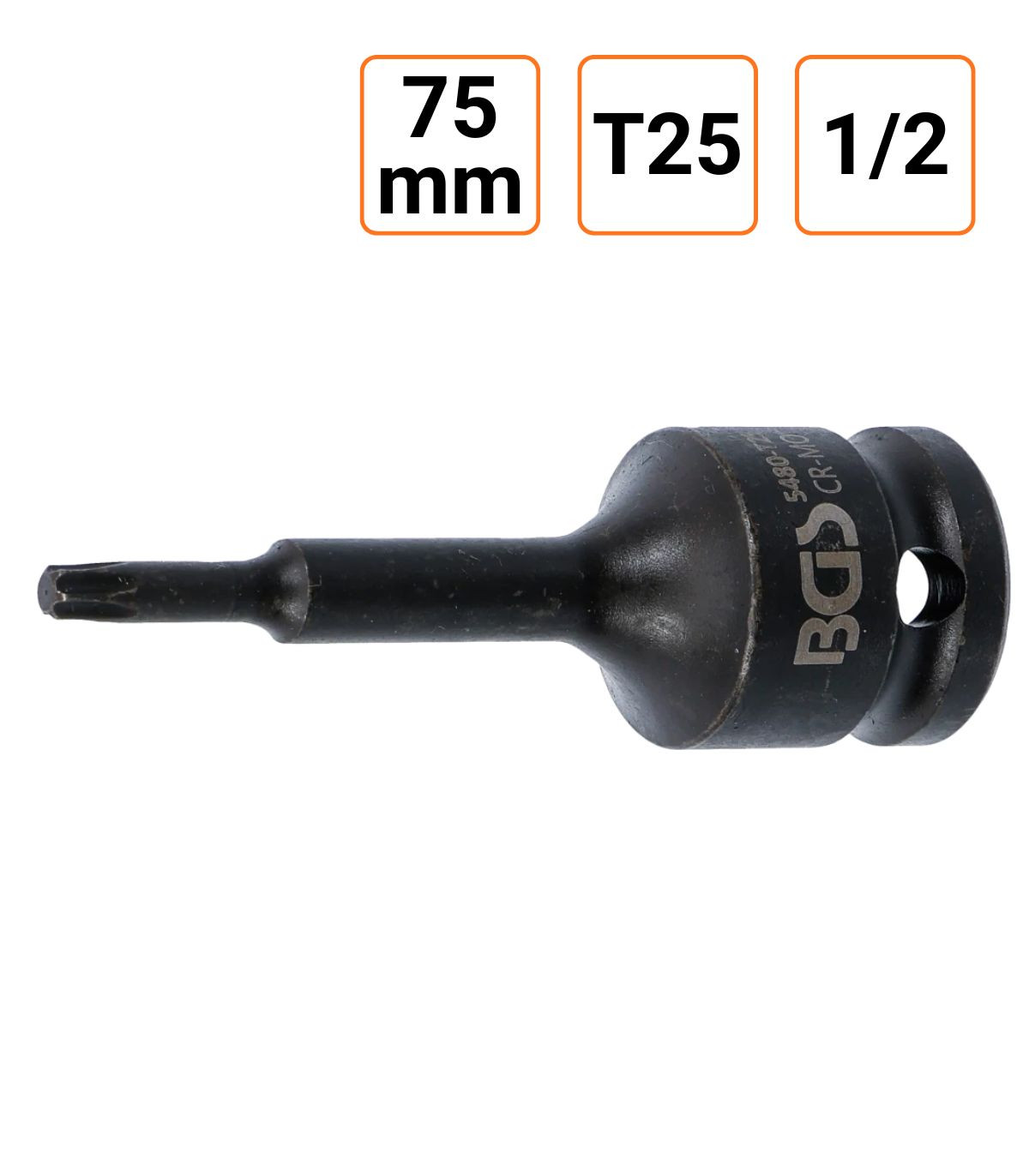 Douille à choc Torx T25 1/2" pouce longueur 75 mm