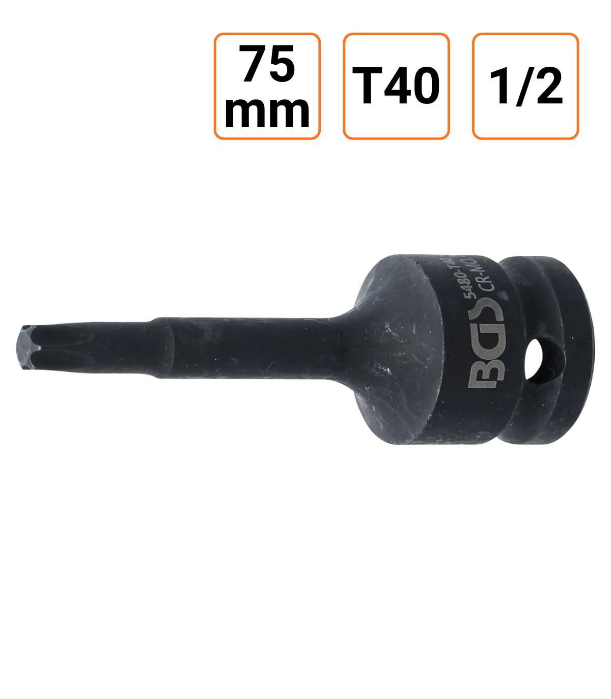 Douille à choc Torx T40 1/2" pouce longueur 75 mm