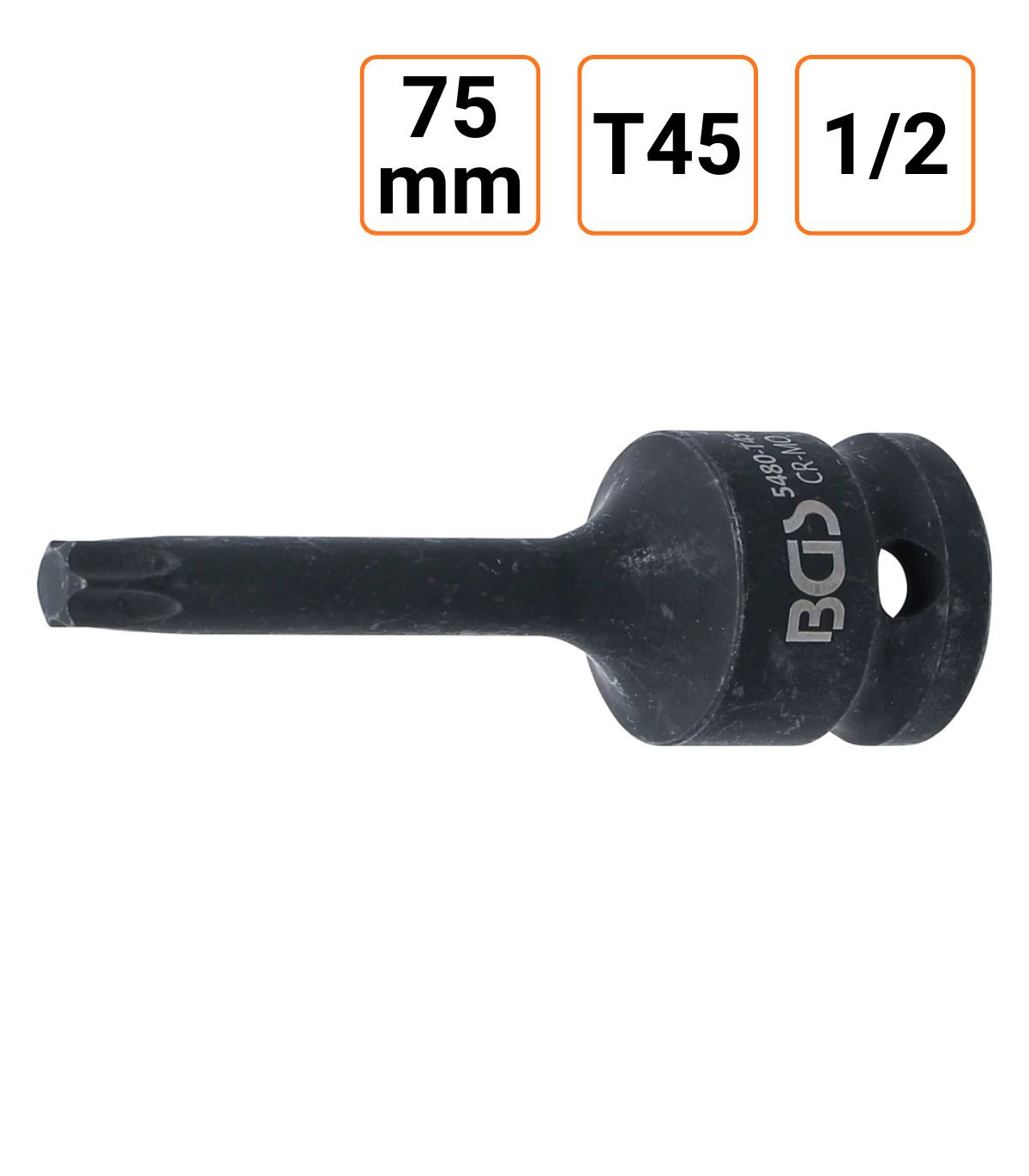 Douille à choc Torx T45 1/2" pouce longueur 75 mm