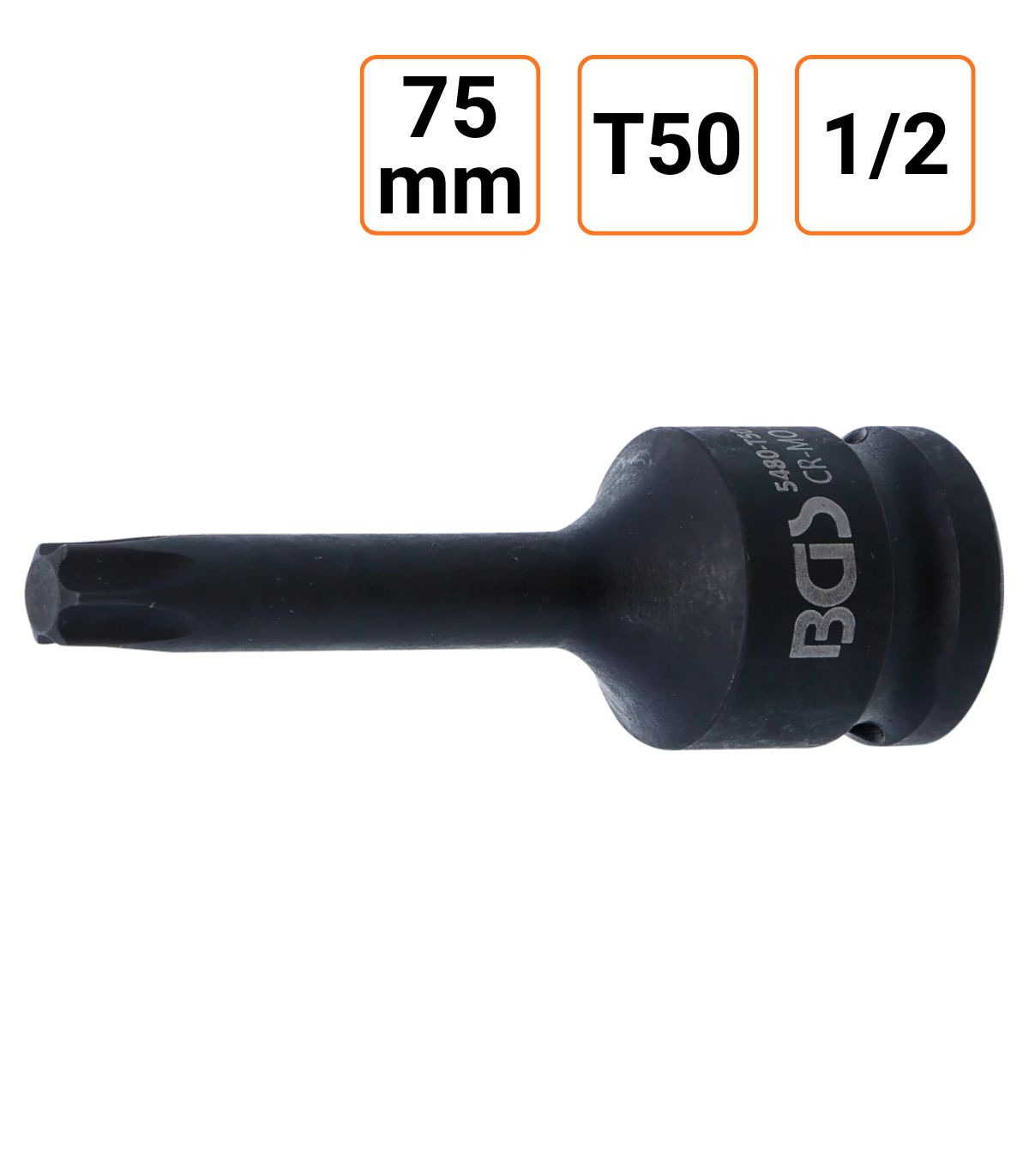 Douille à choc Torx T50 1/2" pouce longueur 75 mm