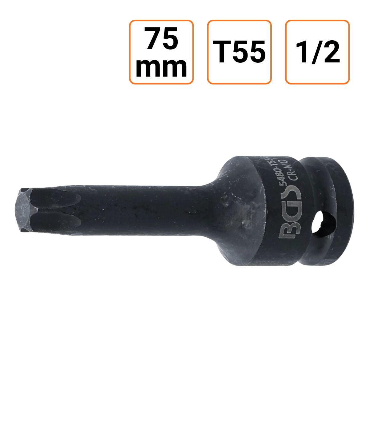 Douille à choc Torx T55 1/2" pouce longueur 75 mm