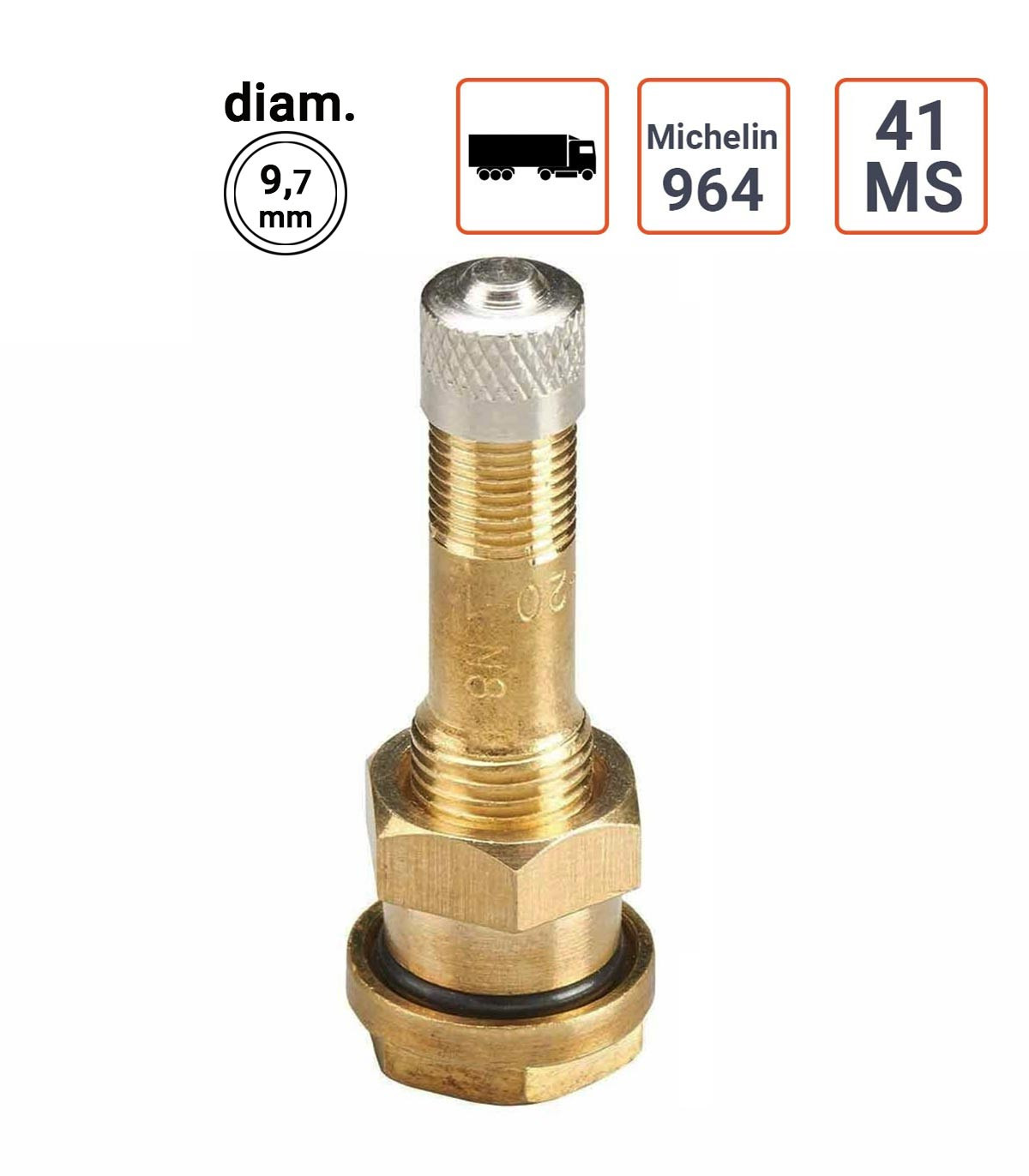 valve Poids Lourds type Michelin 964  ou 41 MS par 10 ex.