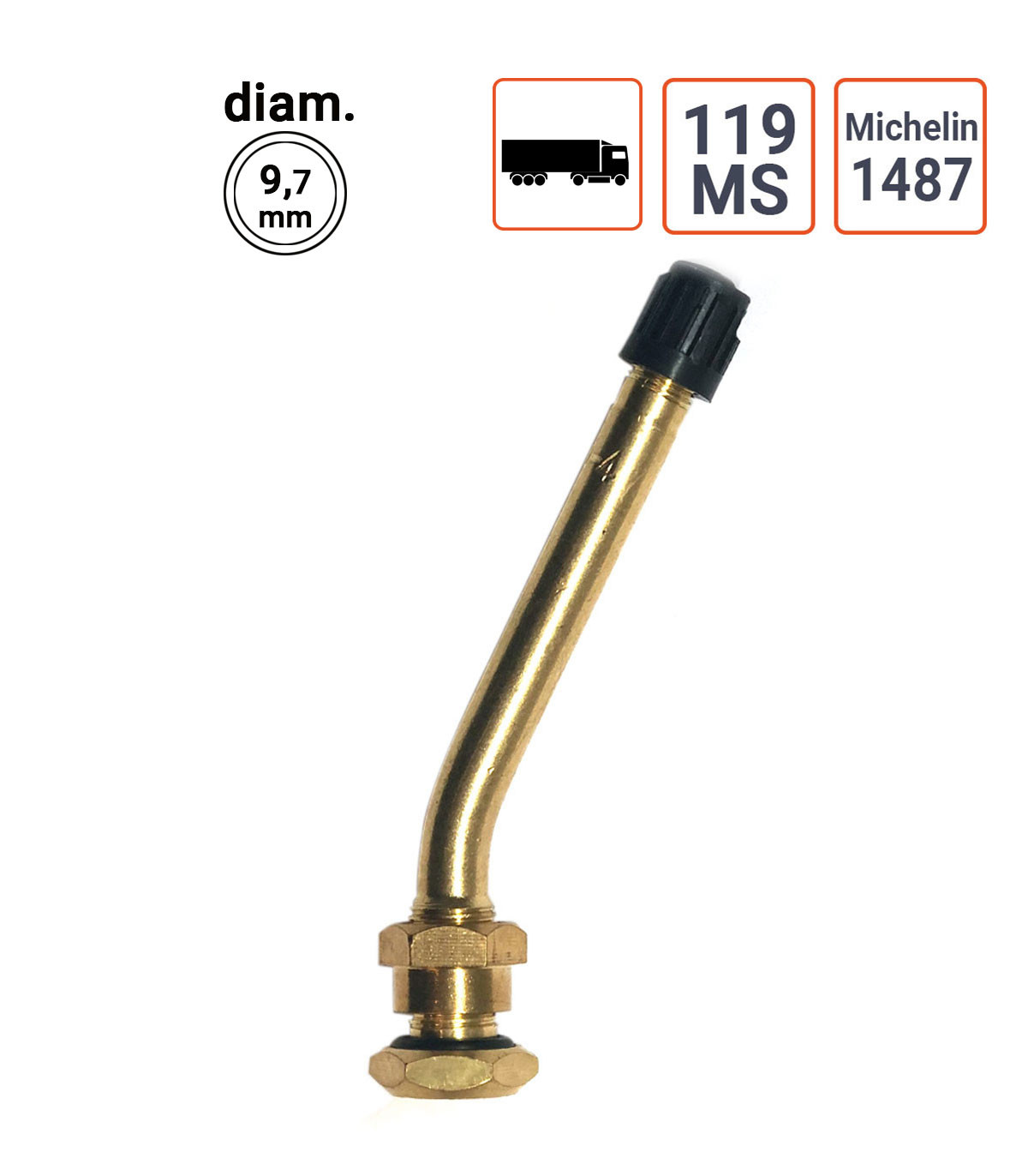 Valve Poids Lourds type Michelin 1487 ou 119 MS
