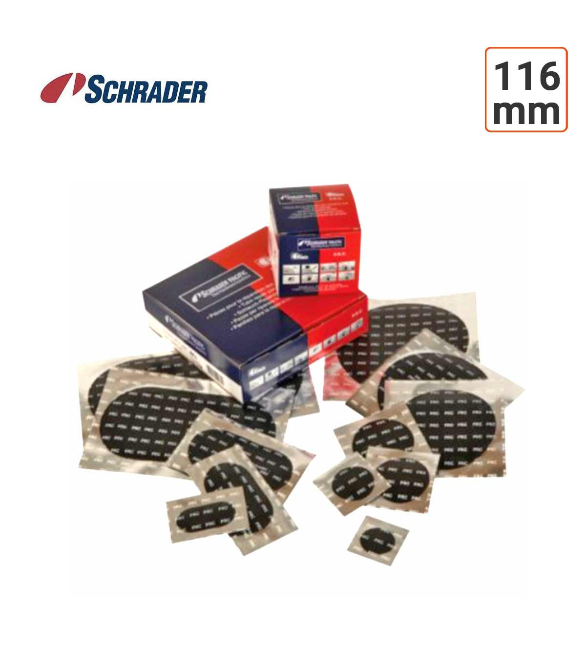 Rustines de réparation chambre à air en 116mm Schrader par 10 ex.