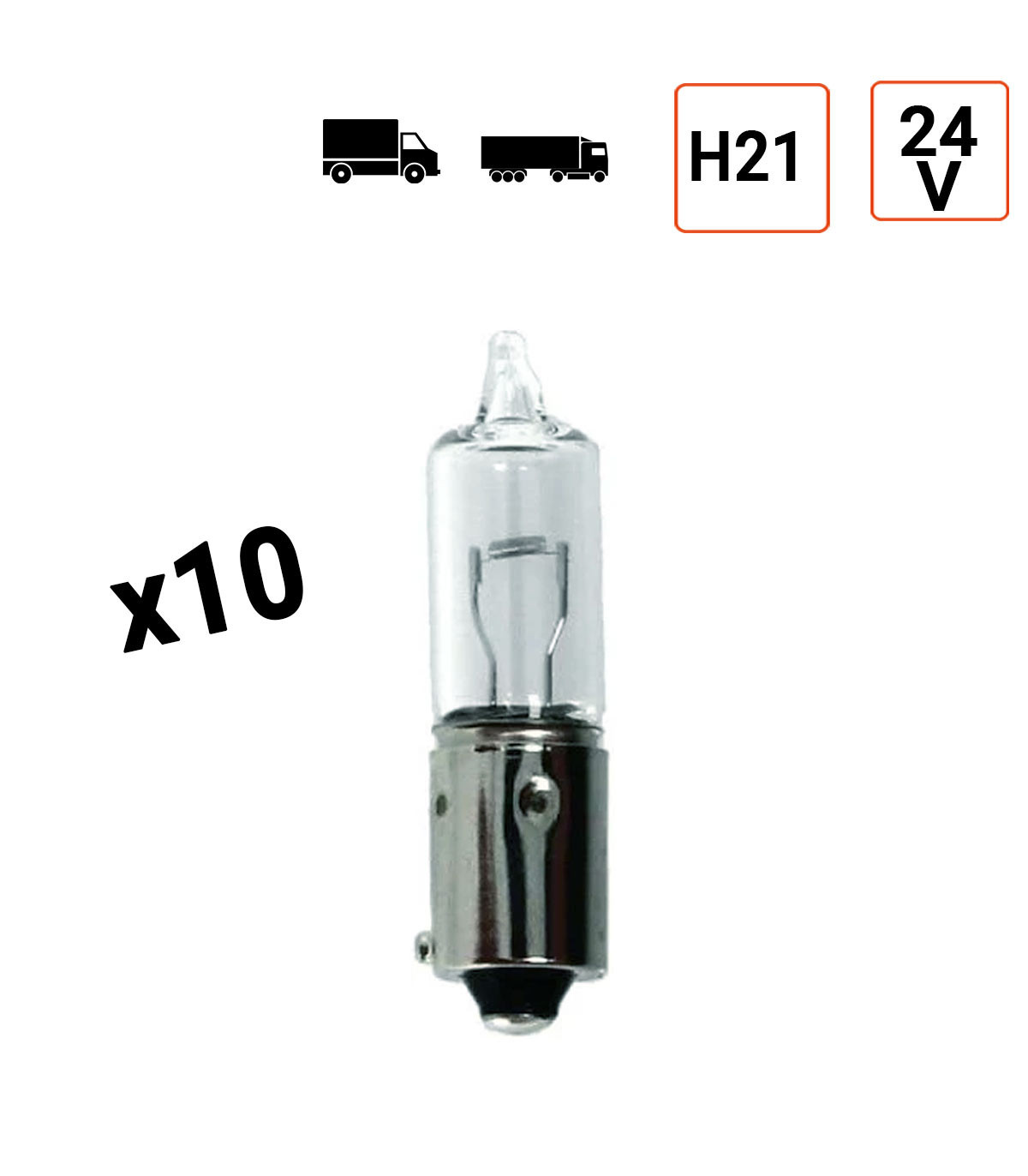 Ampoule 24V H21 5W Culot BAY19S - Boite de 10 ex.