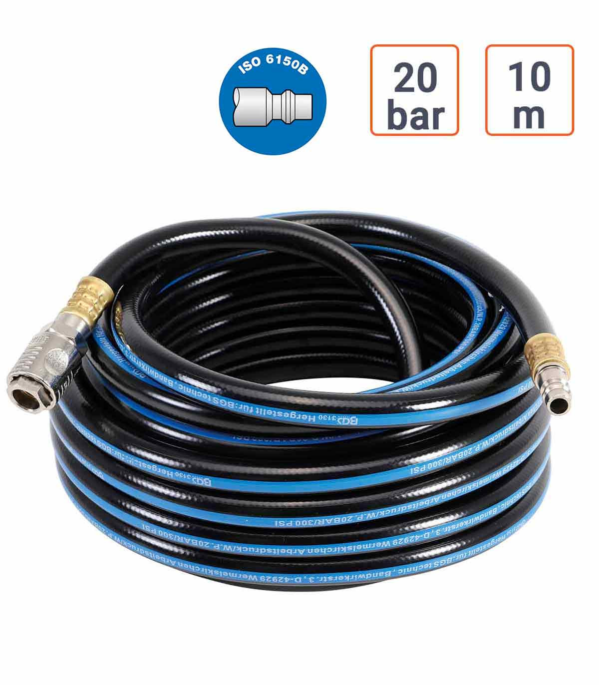 Tuyau à air comprimé 10 m 20 bar Raccord Rapide type ISO