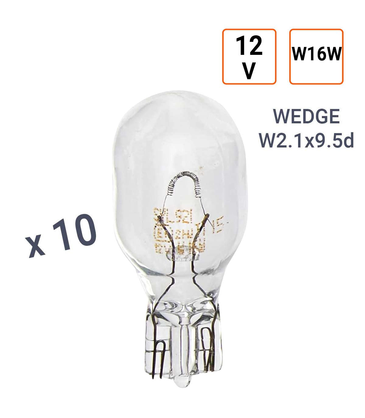 Ampoule Wedge W16W 12V type T15 - Boite de 10 ex.