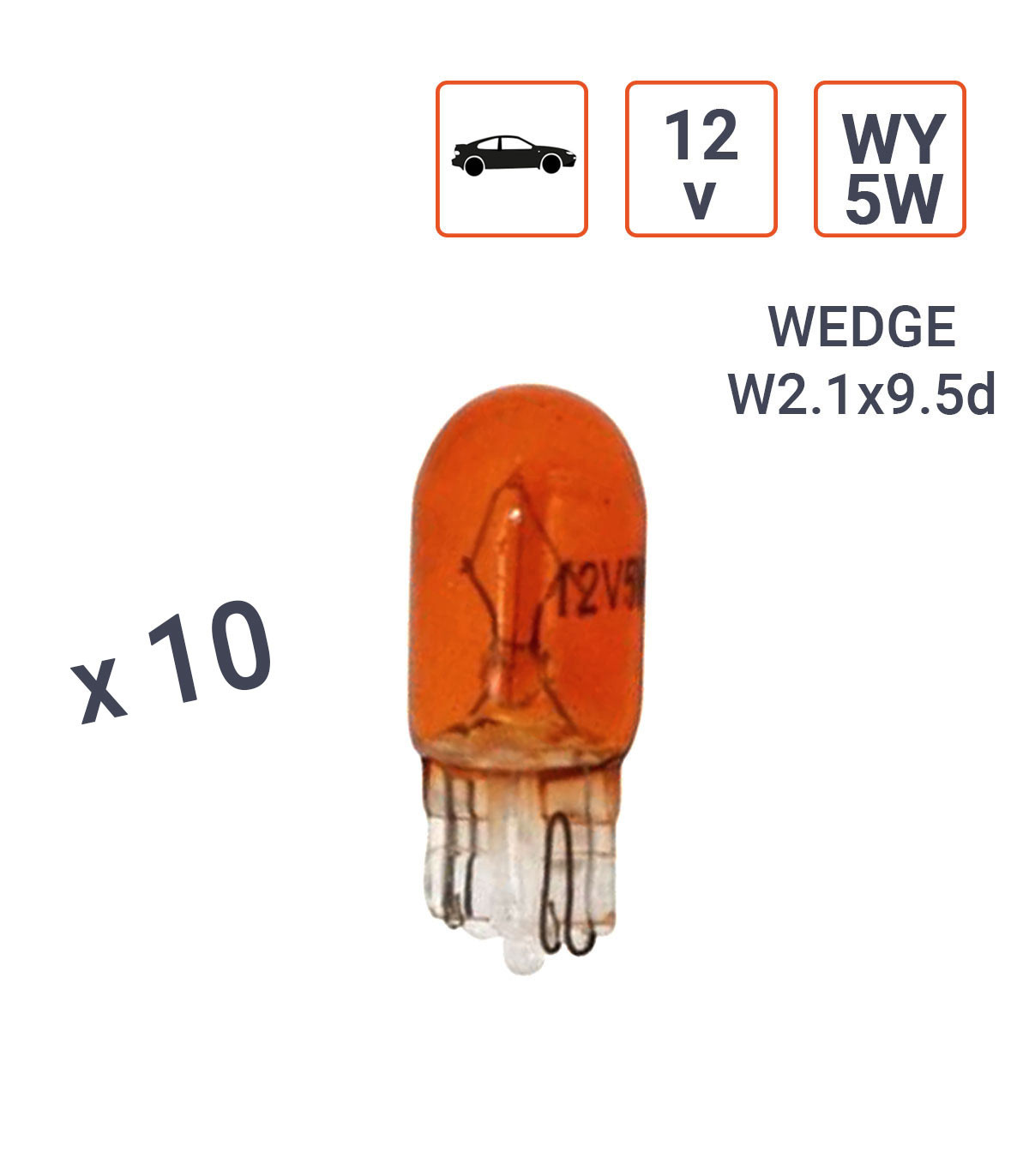 Ampoule Wedge 12V WY 5W Rouge type T10 - Boite de 10 ex.