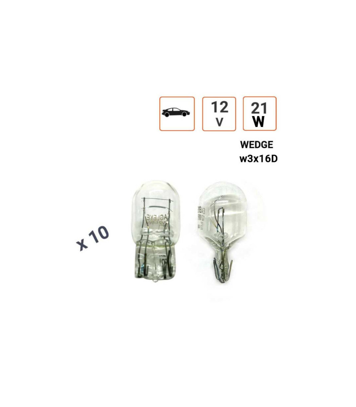 Ampoule Wedge 12V W21W type T20 - Boite de 10 ex.