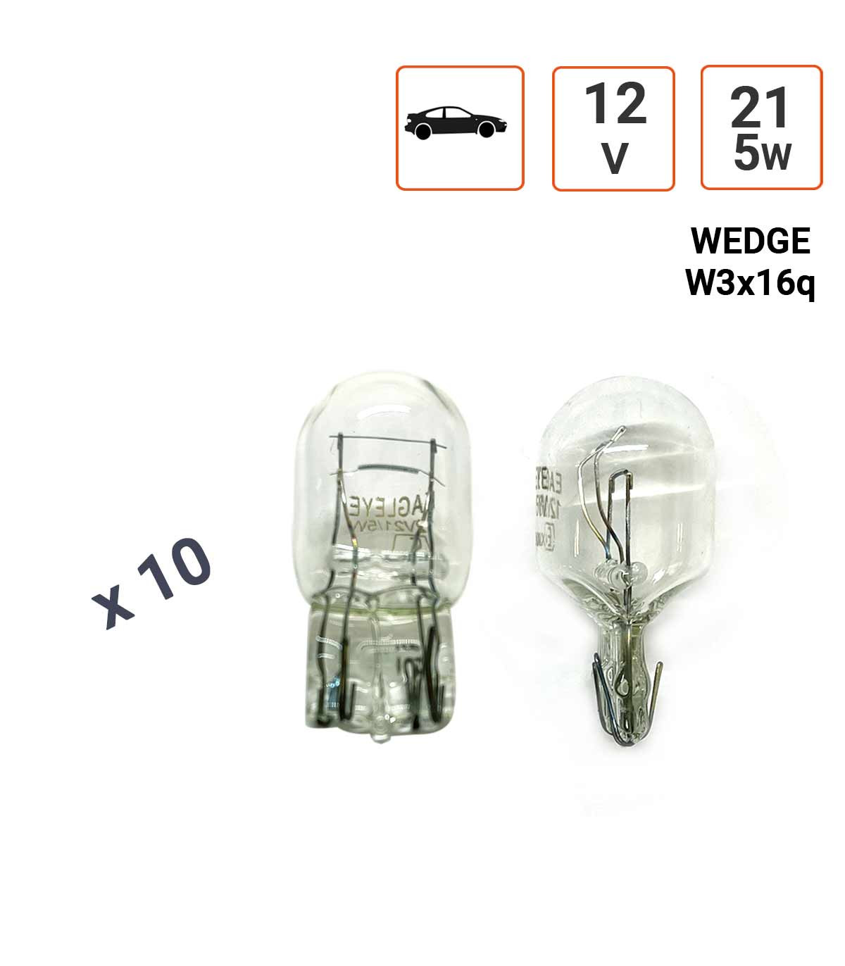 Ampoule Wedge W21/5W 12V type T20 - Boite de 10 ex.