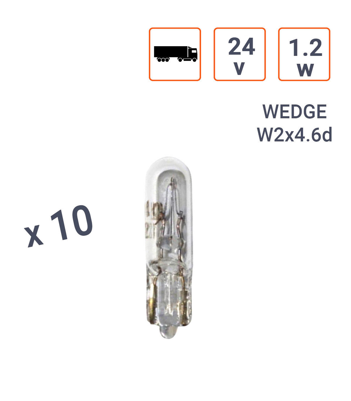 Ampoule Wedge 24V 1.2W type T5 - Boite de 10 ex.
