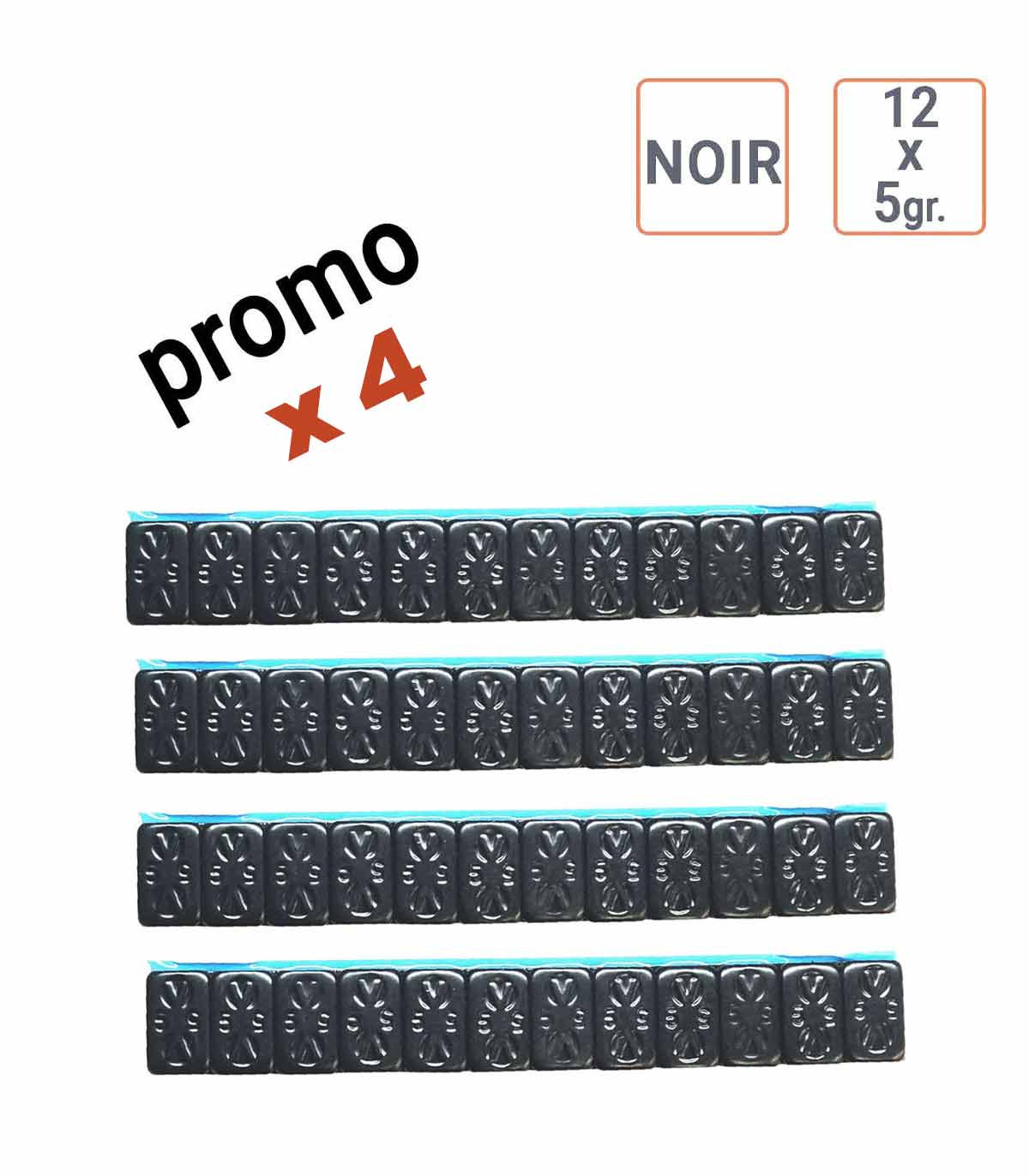 Pack de 4 boites de masses autocollantes 12x5 gr NOIRES