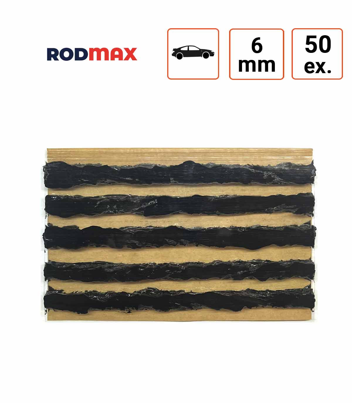 Mèches de réparation crevaison RODMAX 10cm NOIRES 6mm par 50 ex.