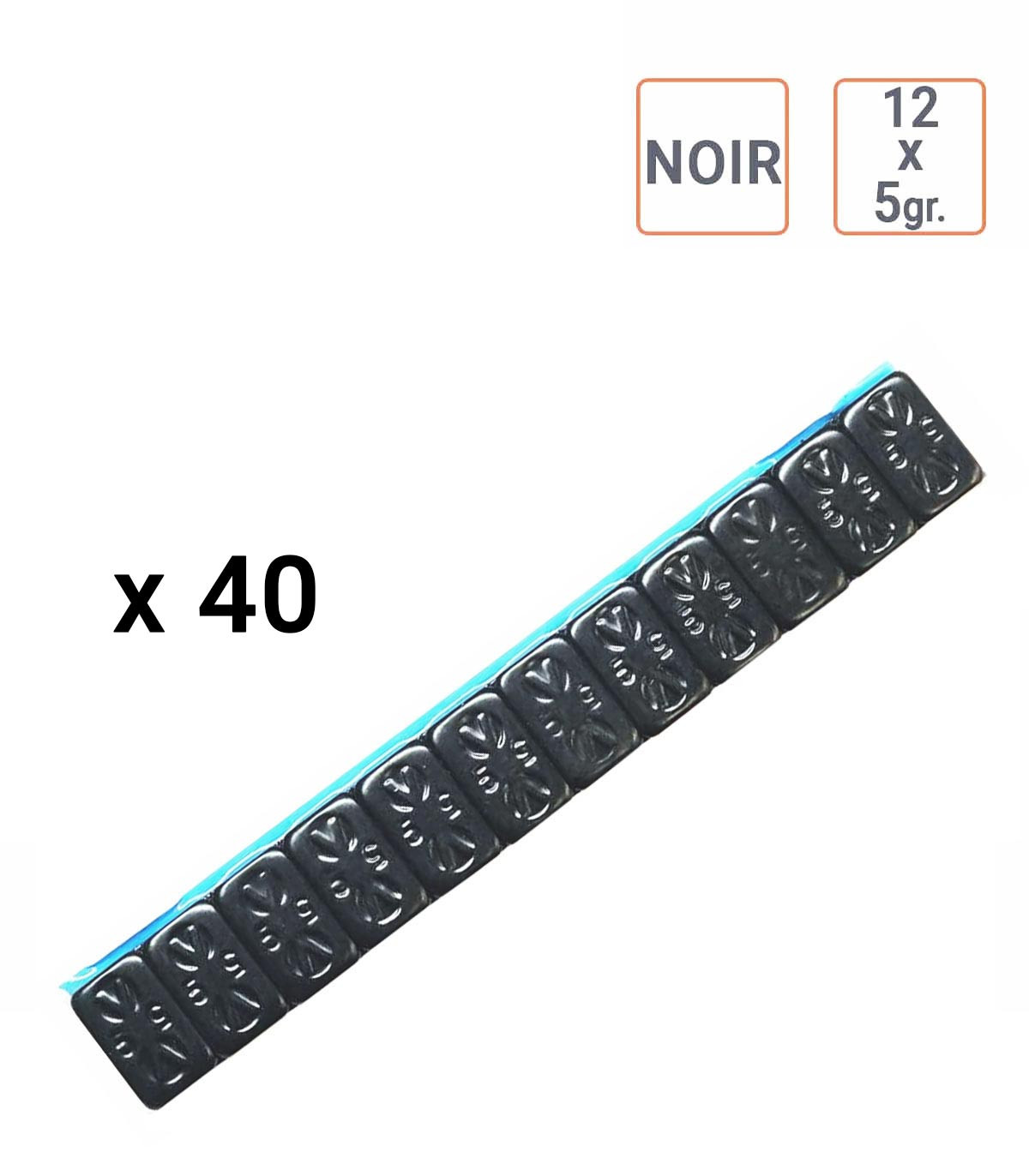 Masses autocollantes 12x5gr NOIRES par 40 barrettes.