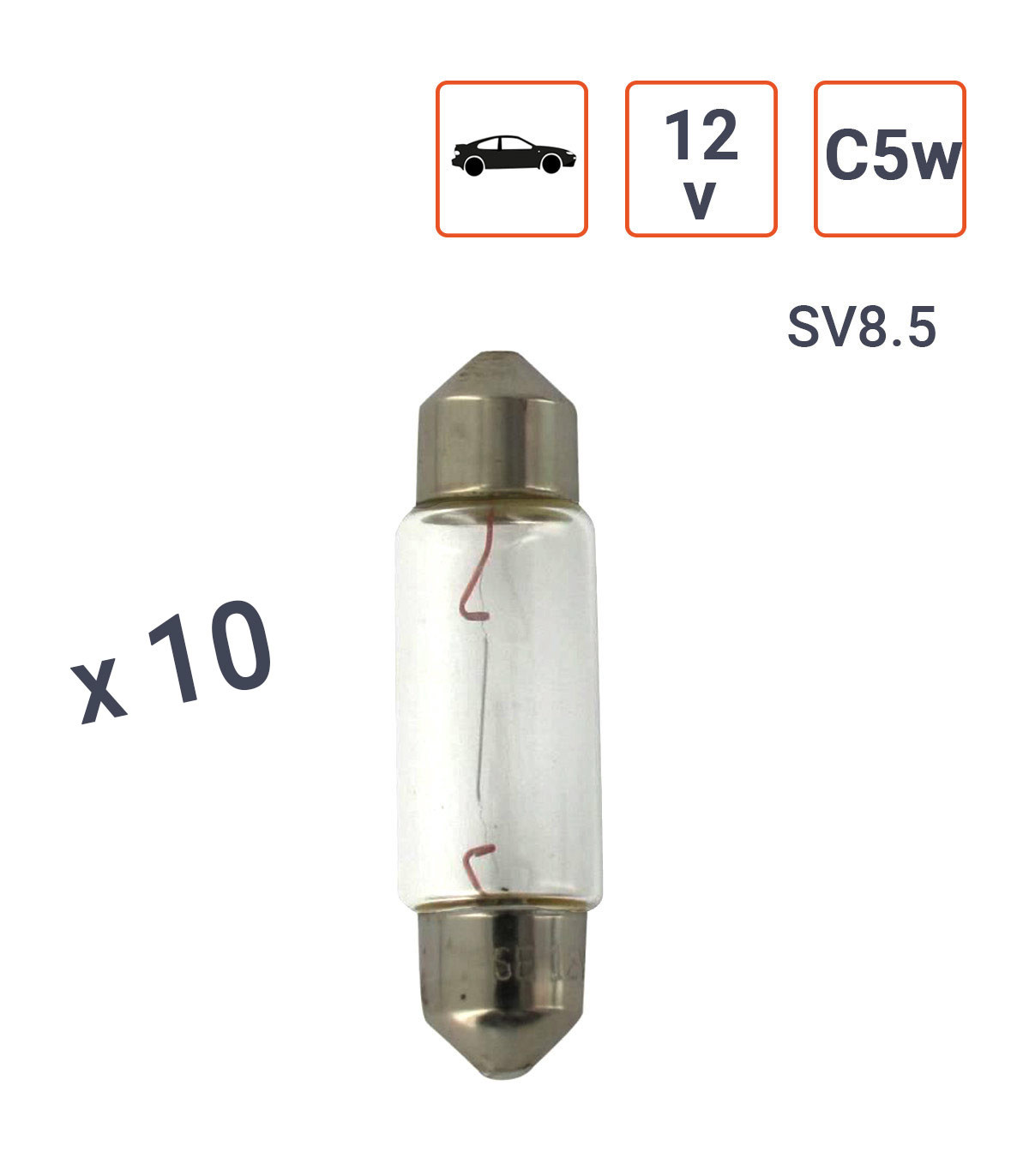 Ampoule Navette C5W 12V 5W  SV8 Boite de 10 ex.