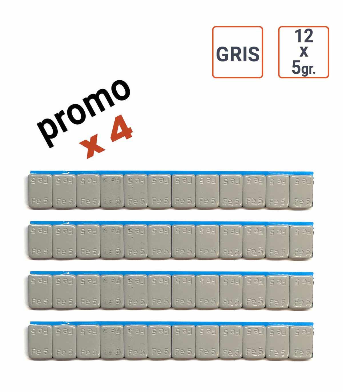 Pack de 4 Boites de Masses adhésives 12x5gr GRISES