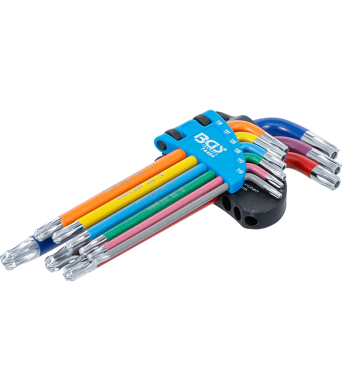 9 clés torx multicolore avec perçage et tête sphérique T10 à T50