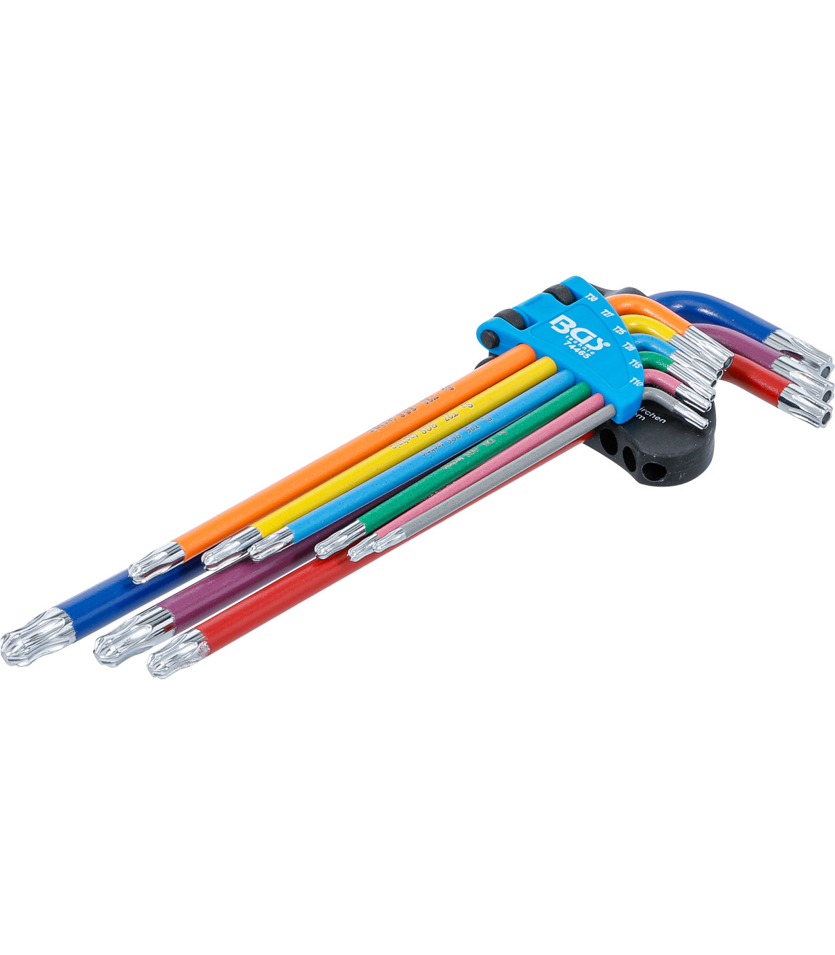 9 clés torx multicolore extra longues avec perçage et tête sphérique T10 à T50