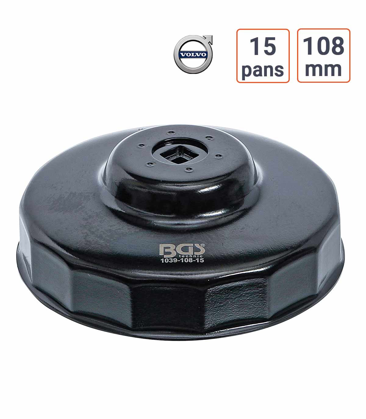 Cloche à filtre à huile 15 pans 108 mm pour Volvo Diesel