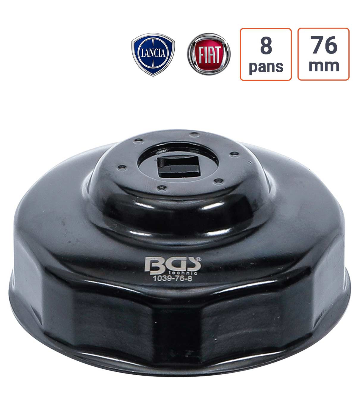 Cloche à filtre à huile 8 pans 76 mm pour Fiat, Lancia