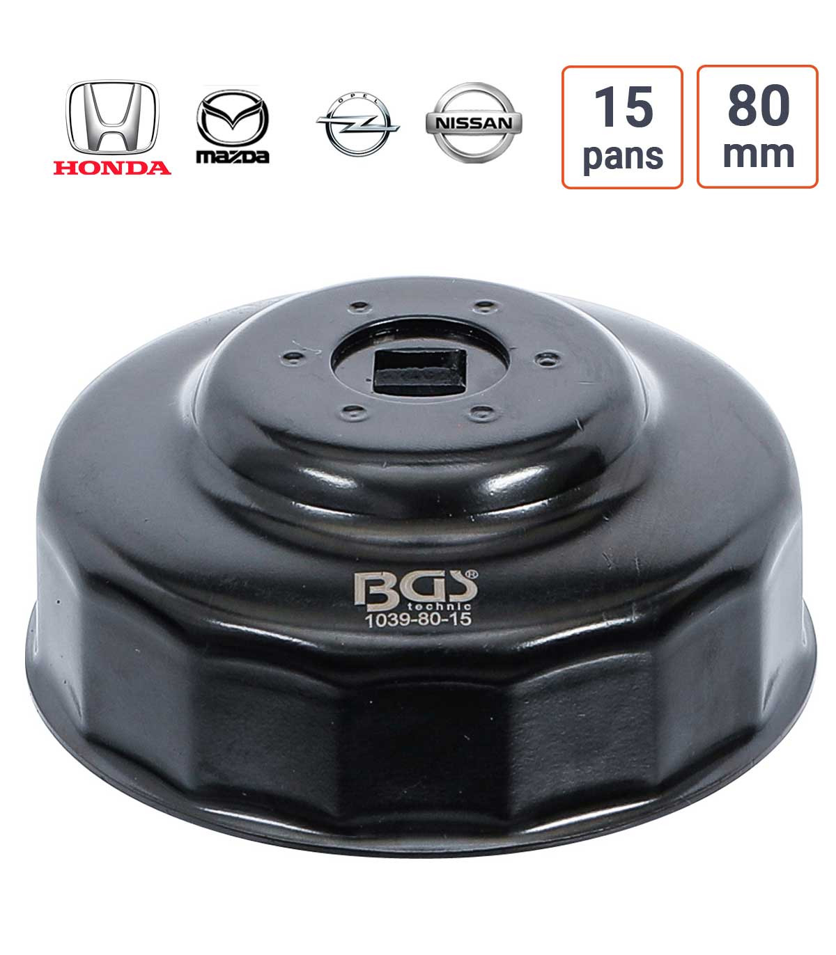 Cloche à filtre à huile 15 pans 80 mm pour Honda, Mazda, Nissan, Opel