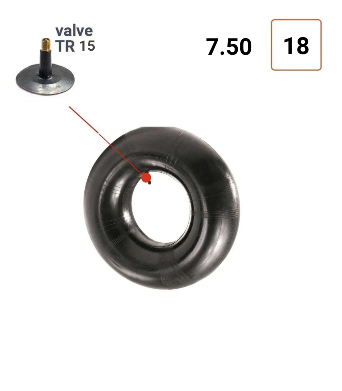 Chambre à air 7.50-18 valve TR15