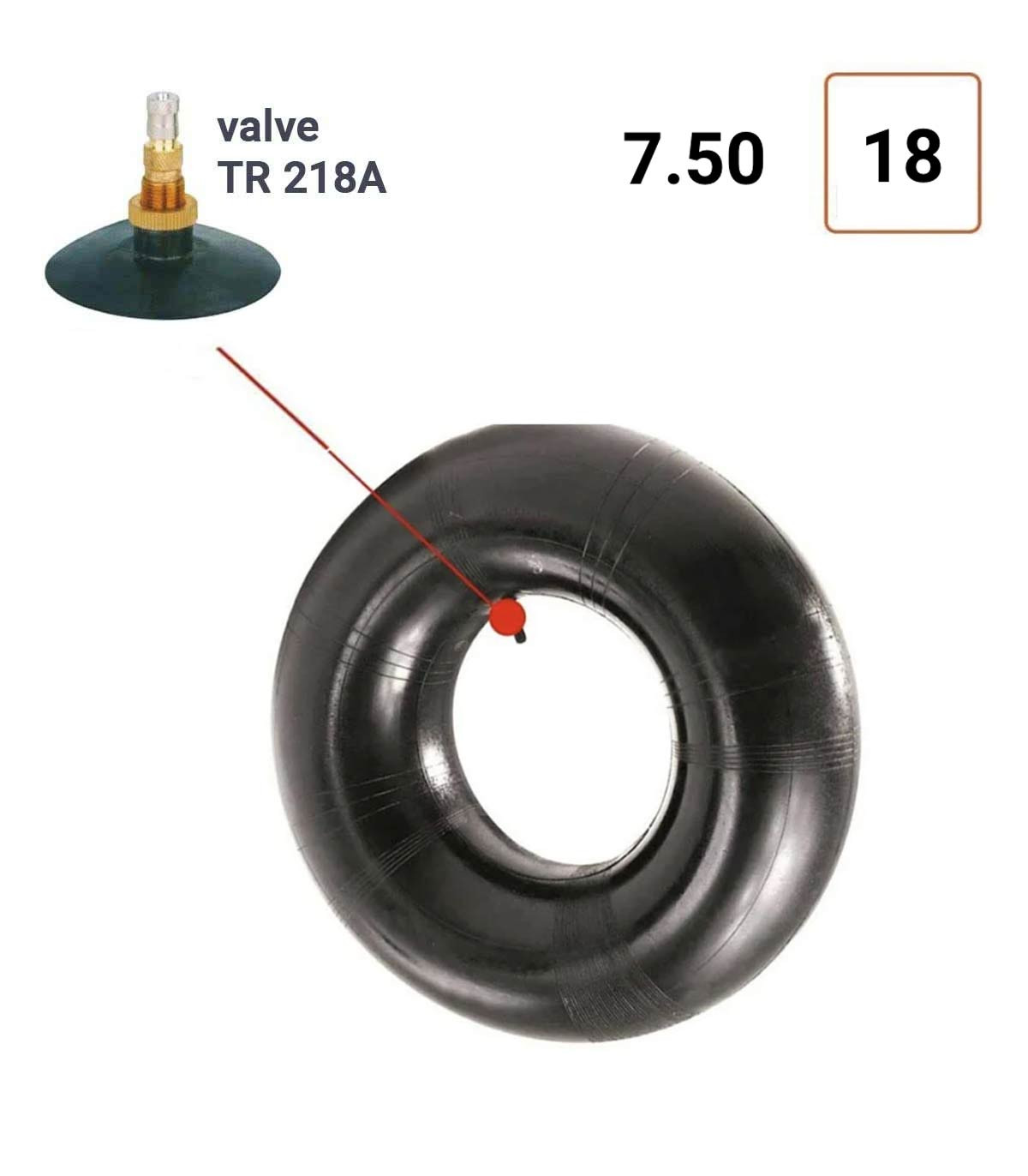 Chambre à air 7.50-18 valve TR218A