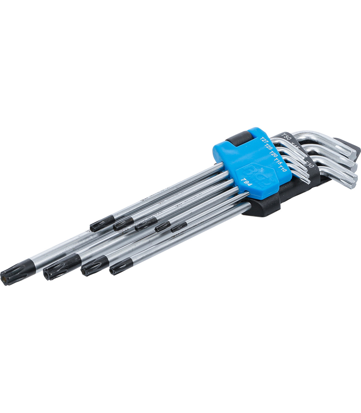 9 clés torx extra longues avec perçage T10 à T50