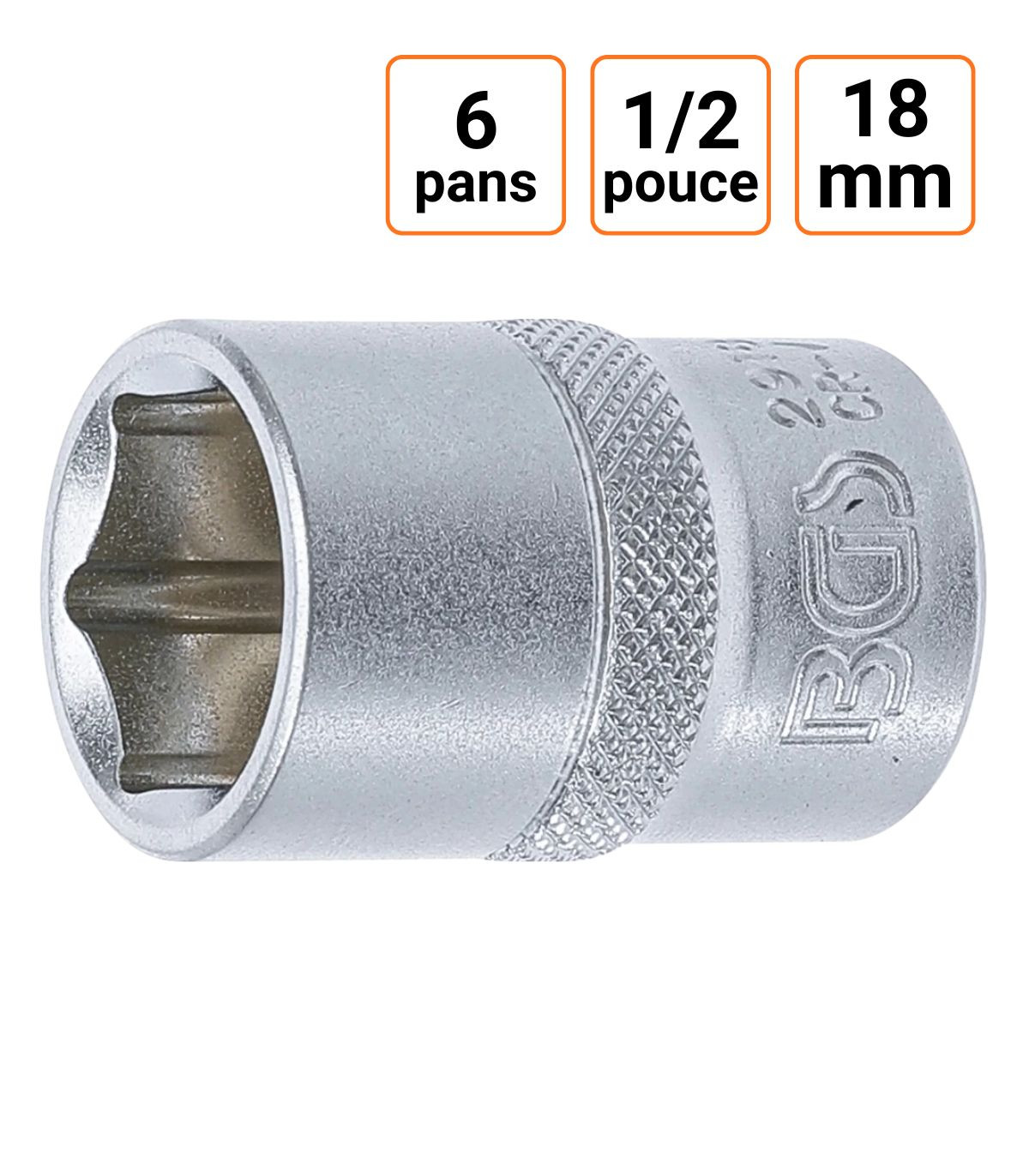 Douille CRV six pans 1/2 pouce en 18mm