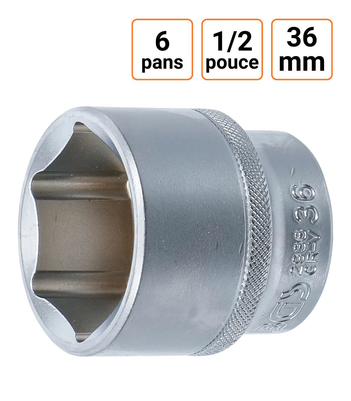 Douille CRV six pans 1/2 pouce en 36mm
