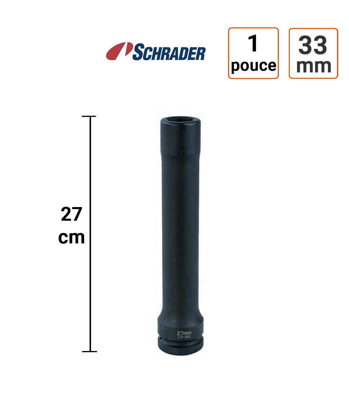 Douille à chocs Extra Longue 1 Pouce 33 mm