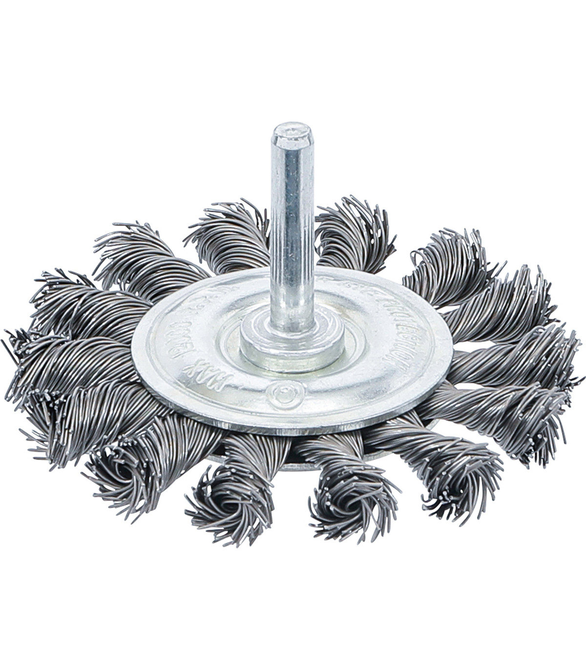 Brosse plate arbre d'entraînement 6 mm tressée diam 75 mm