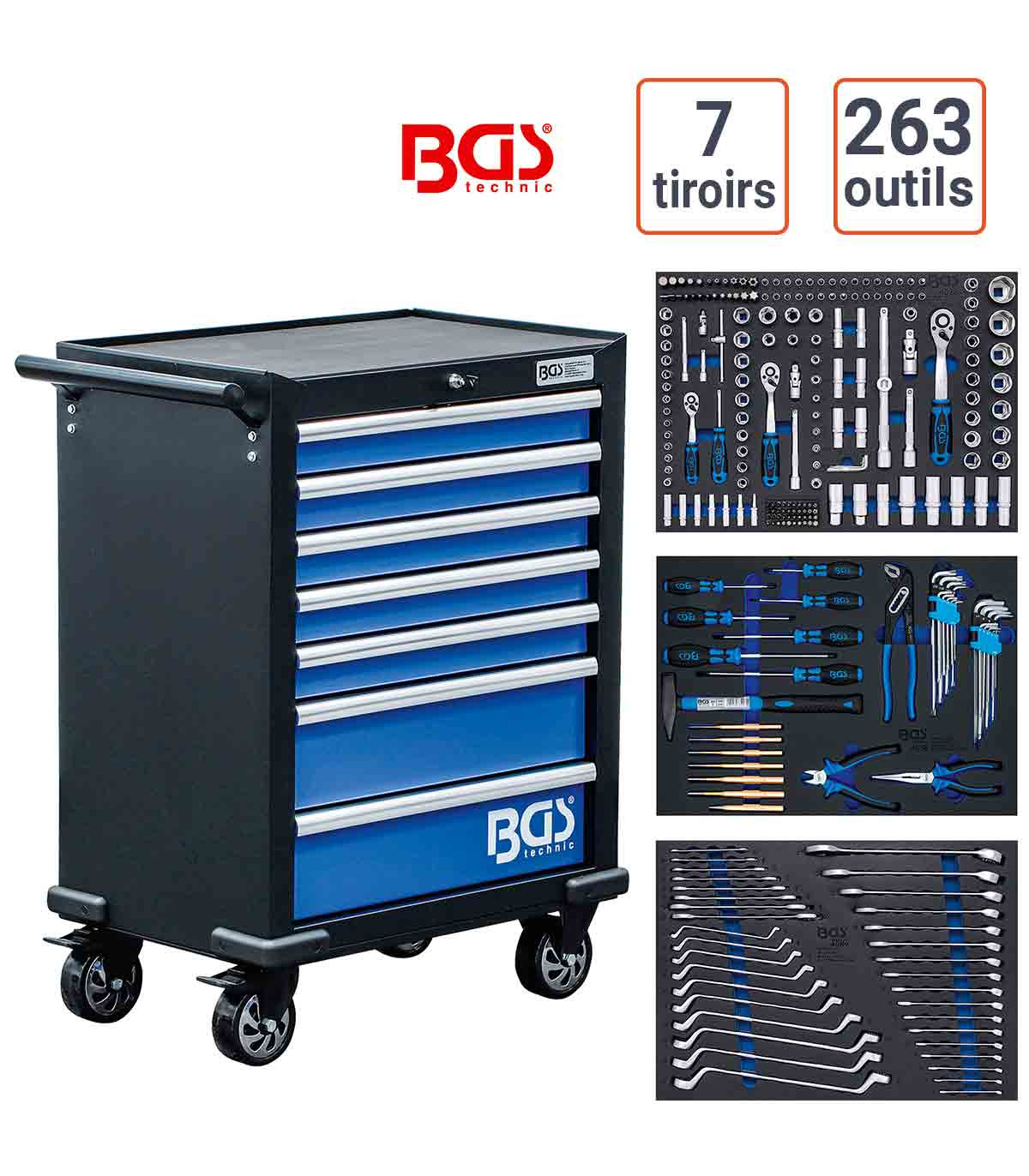 Servante d'Atelier 7 tiroirs 263 outils