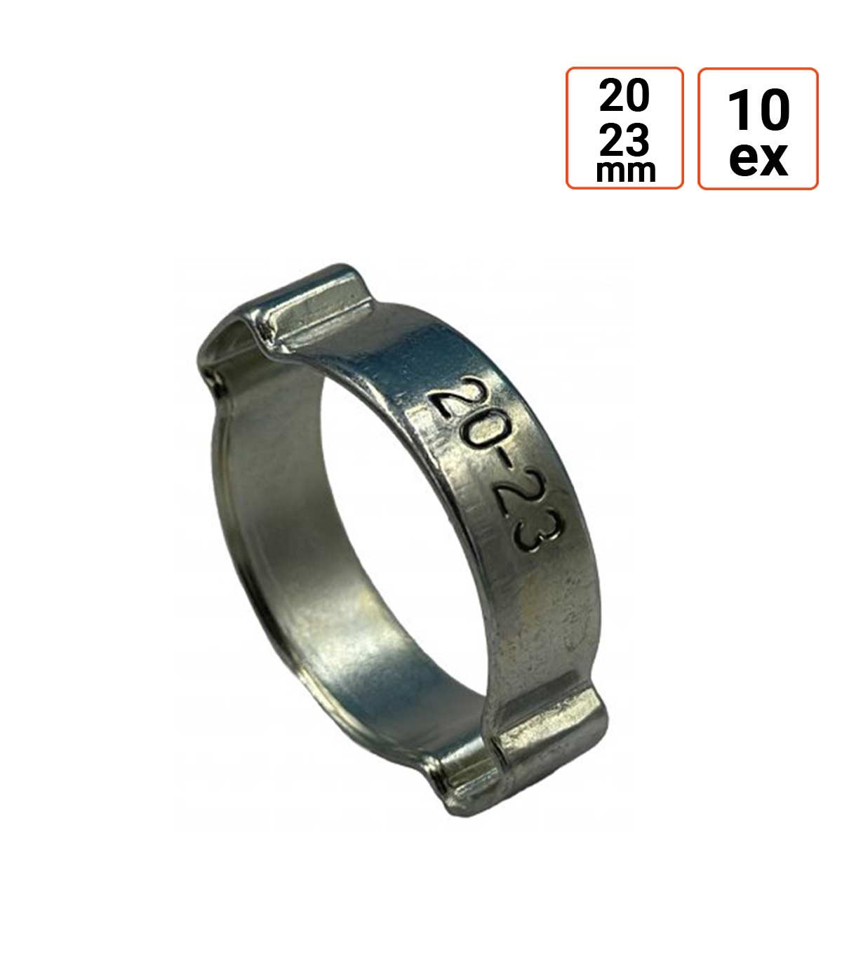 Collier à oreilles double pour tuyau 20-23 mm par 10 exemplaires