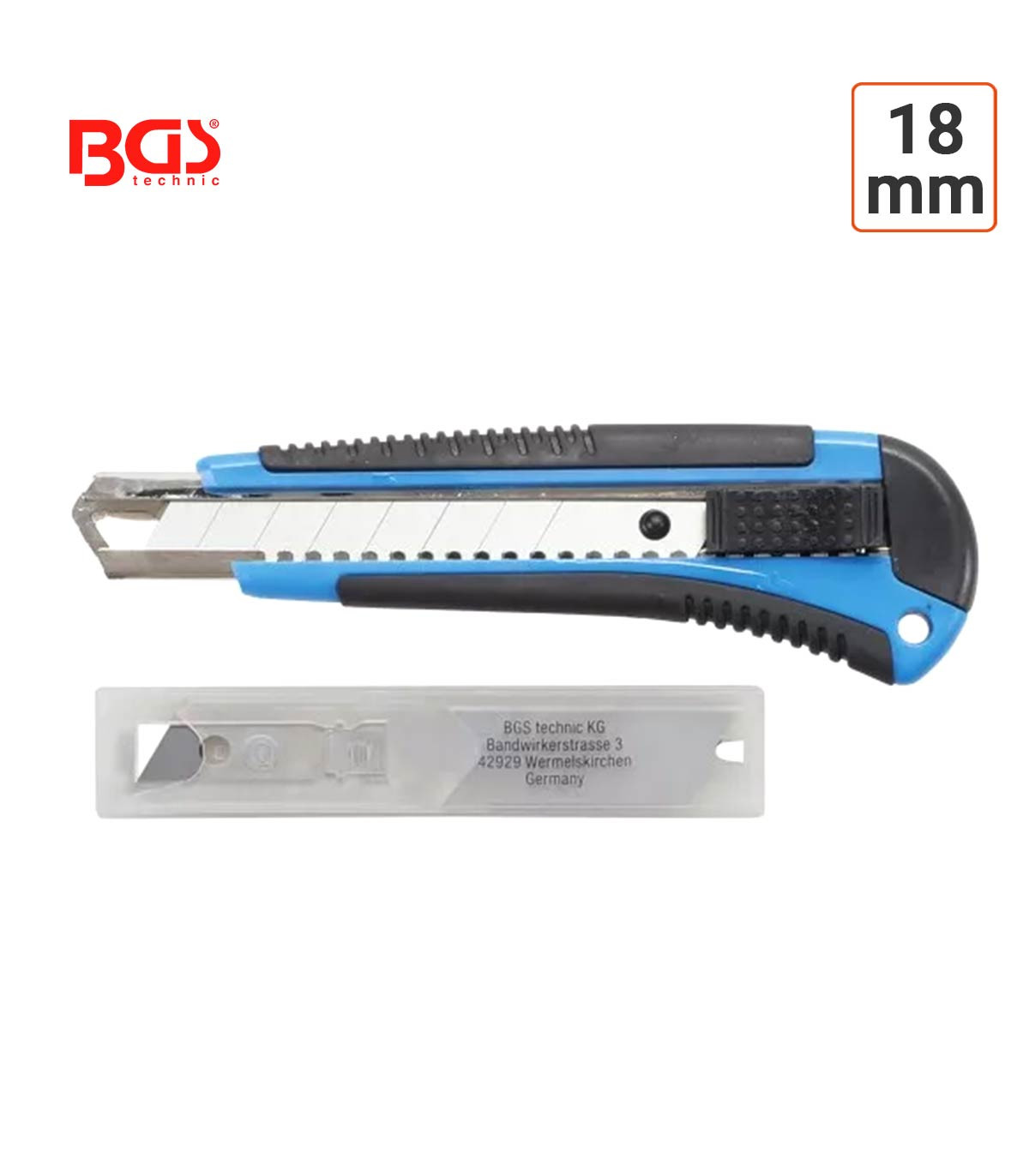 Cutter plastique 18 mm universel avec étui de lames de rechange
