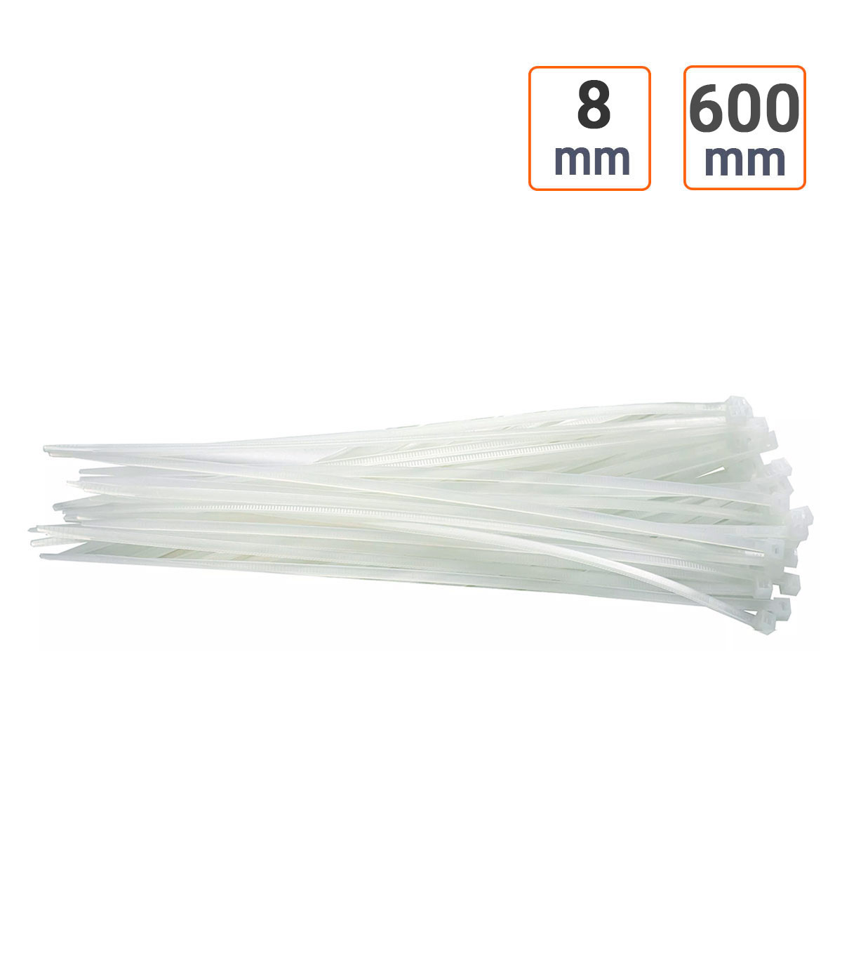 Colliers plastique type Colson Rilsan 8 mm x 600 mm par 20 ex.