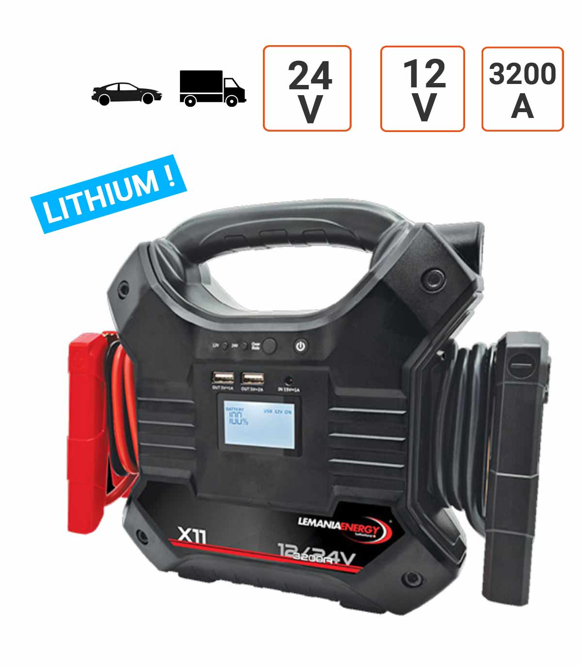 Booster Lemania au LITIHUM 12V 24V et 3200 A de Qualité Suisse